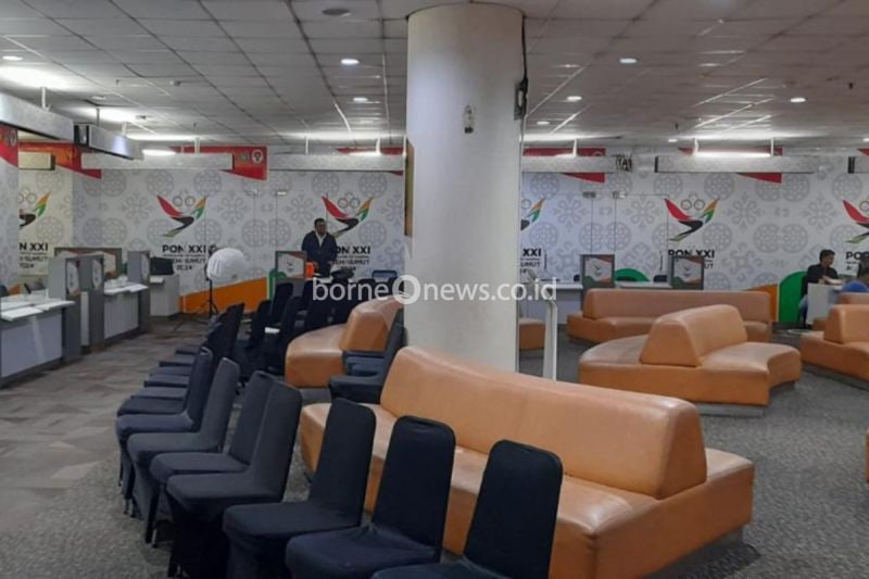 Suasana lounge atau ruang santai khusus, disediakan PT Angkasa Pura Aviasi untuk kontingen PON XXI Aceh-Sumatera Utara 2024 di Bandara Internasional Kualanamu, Deli Serdang, Sumatera Utara. ANTARA/HO-PT Angkasa Pura Aviasi