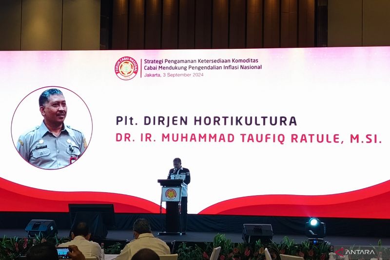 Pelaksana Tugas (Plt) Direktur Jenderal Hortikultura Kementan Muhammad Taufiq Ratule dalam Forum Cabai Nasional 2024 di Jakarta, Selasa (3/9/2024). ANTARA/Muzdaffar Fauzan