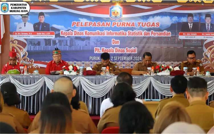 Pemkab Murung Raya Gelar Pelepasan Purna Tugas Kepala Diskominfo SP dan Plt Kepala Dinsos
