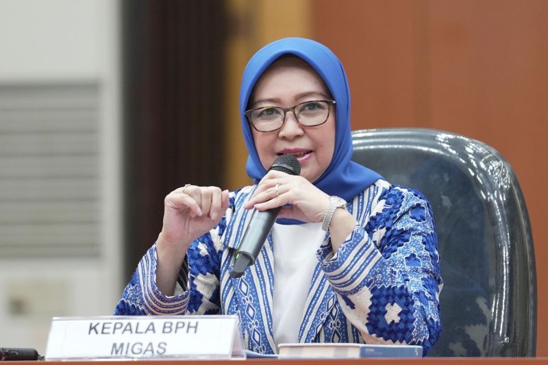Kepala Badan Pengatur Hilir Minyak dan Gas Bumi (BPH Migas) Erika Retnowati saat public hearing di Bandung, Jawa Barat, Selasa (3/9/2024). ANTARA/HO-Humas BPH Migas