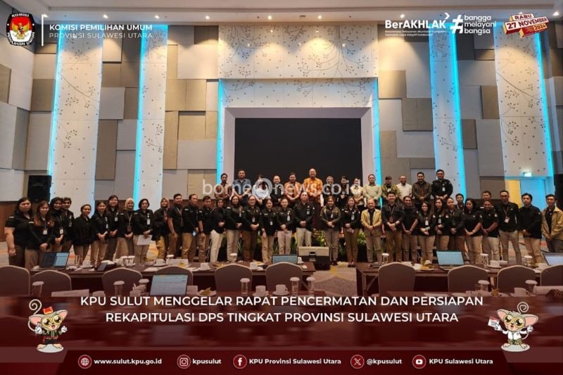Komisi Pemilihan Umum (KPU) Sulawesi Utara menggelar rakor dengan kabupaten-kota menyelesaikan data ganda untuk penyusunan Daftar Pemilih Sementara Hasil Perbaikan (DPSHP). ANTARA/HO-KPU Sulut