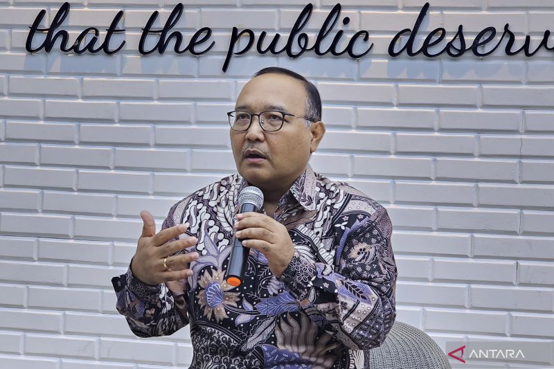 Direktur Ekonomi Digital Kementerian Kominfo Bonifasius W Pudjianto di Kantor Kementerian Kominfo, Jakarta Pusat, Jumat (6/9/2024). (ANTARA/Livia Kristianti)