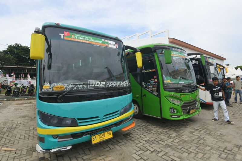 Armada pengangkutan untuk operasional Pekan Olahraga Nasional (PON) XXI Aceh-Sumatera Utara 2024 khusus Sumut. (ANTARA/HO-PB PON XXI Sumut)