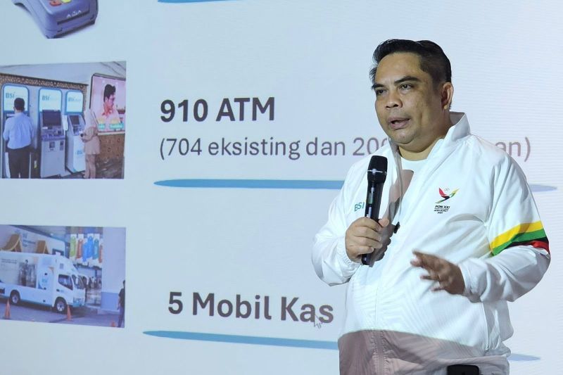 PT Bank Syariah Indonesia Tbk (BSI) mengoptimalkan seluruh kanal layanan untuk memastikan kelancaran transaksi keuangan selama Pekan Olahraga Nasional (PON) XXI Aceh-Sumut 2024, khususnya yang diselenggarakan, di Bumi Serambi Mekah, Jakarta, Senin (9/9/2024). ANTARA/HO-BSI