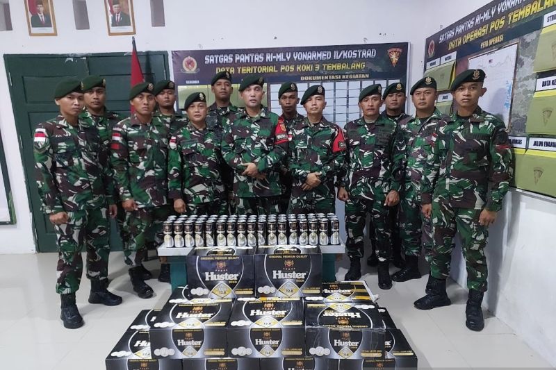 Satgas Pamtas Gagalkan Penyelundupan 480 Botol Miras di Nunukan