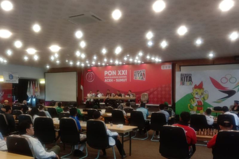 Suasana technical meeting cabor catur PON XXI Aceh-Sumut 2024 di Mickey Holiday, Berastagi, Senin (9/9/2024) . ANTARA/HO/