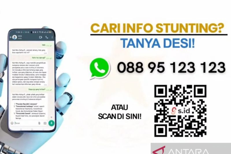 Bot obrolan atau chatbot "Desi" untuk konsultasi terkait stunting. (ANTARA/Youtube BKKBN/Lintang Budiyanti Prameswari)