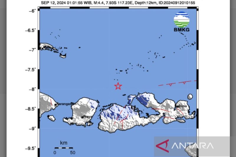 Gempa 4,4 Magnitudo Guncang Pulau Saring dan Sumbawa, Pusat Laut