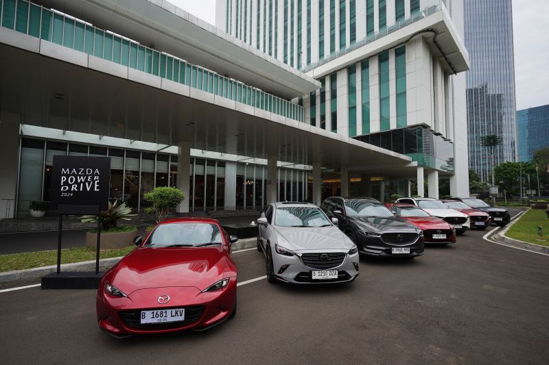 Jajaran kendaraan Mazda yang hadir pada gelaran Mazda Power Drive 2024 di Hotel JS Luwansa, Jakarta, Rabu (11/10/2024). (ANTARA/HO/Mazda Indonesia)