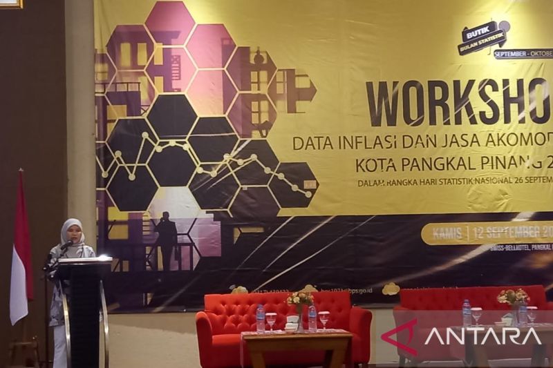 Kepala BPS Kota Pangkalpinang Dewi Savitri saat membuka workshop data inflasi dan jasa akomodasi di Pangkalpinang, Kamis (12/9/2024). (ANTARA/ Aprionis)