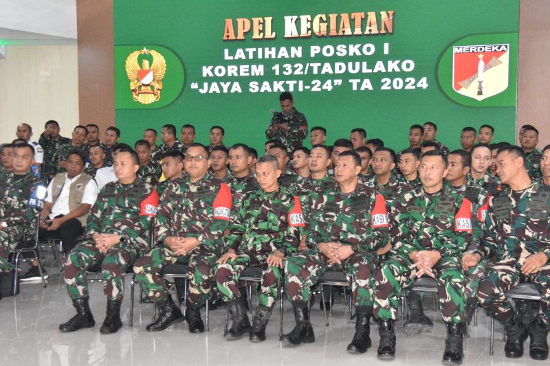 Korem 132/Tadulako Sulawesi Tengah melaksanakan latihan Posko I dalam upaya meningkatkan kesiapsiagaan menghadapi potensi bencana di Palu, Kamis (12/9/2024). ANTARA/HO-Penrem 132/Tadulako.