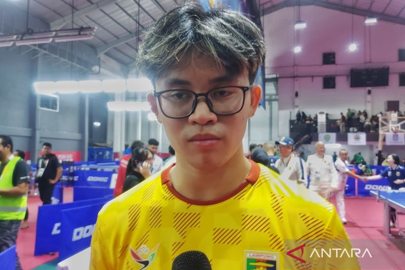 Petenis meja Lampung Rafanael Nikola Iman. (ANTARA/Aditya Ramadhan)