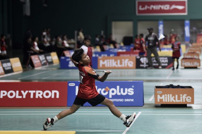 La Ode Muhammad Ahsan Kamil, salah satu peserta U-11 Audisi Umum PB Djarum 2024 asal Kota Sorong, Papua Barat Daya saat mengikuti seleksi di GOR PB Djarum Kudus, Jawa Tengah. (ANTARA/HO-PB Djarum.)