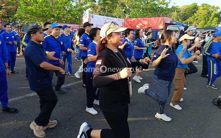 Kontingen Barito Timur Awali Hari ke 2 Jambore PSKS Kalteng dengan Senam Pagi