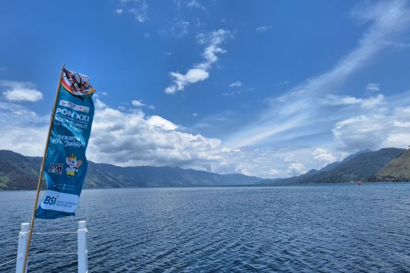 Panorama venue cabang triathlon Pekan Olahraga Nasional (PON) XXI Aceh-Sumut 2024 yang berlangsung di Danau Lut Tawar, Takengon, Aceh Besar, Rabu (11/09/2024). (ANTARA/FAJAR SATRIYO)