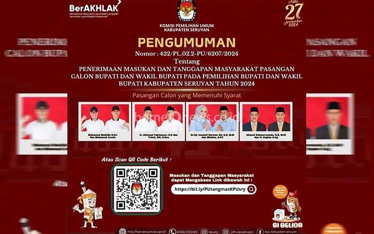 Empat Paslon Berikut Memenuhi Syarat Siap Bertarung di Pilkada Seruyan