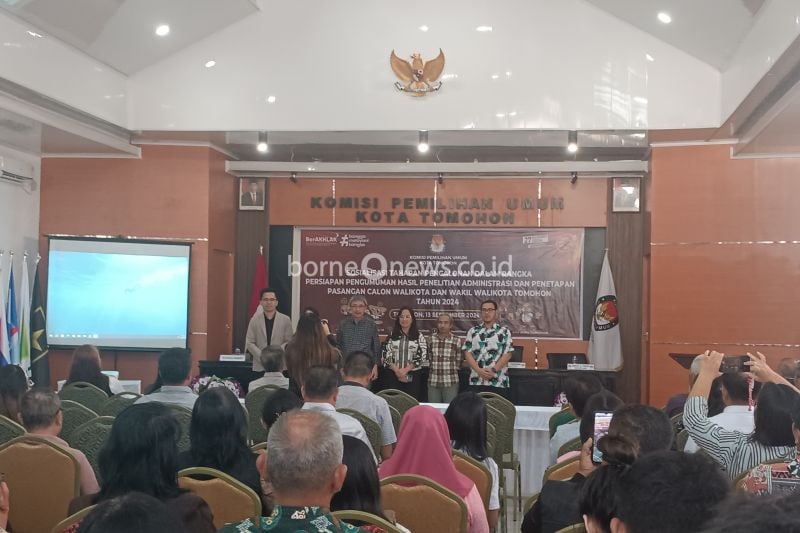 KPU Tomohon menggelar "Sosialisasi Tahapan Pencalonan dalam Rangka Persiapan Pengumuman Hasil Penelitian Administrasi dan Penetapan Pasangan Calon Wali Kota dan Wakil Wali Kota Tomohon 2024" Tomohon, Sulawesi Utara, Sabtu (14/9/2024). ANTARA/Karel A. Polakitan
