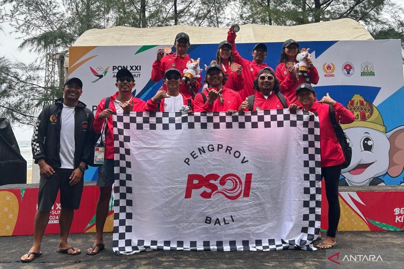 Kontingen Provinsi Bali menyabet tiga medali perunggu dan satu medali perak untuk cabang olahraga selancar ombak pada Pekan Olahraga Nasional (PON) XXI Aceh-Sumatera Utara di Pantai Babah Kuala Lhoknga, Aceh Besar, Sabtu (14/9/2024) ANTARA/HO-PSOI Bali