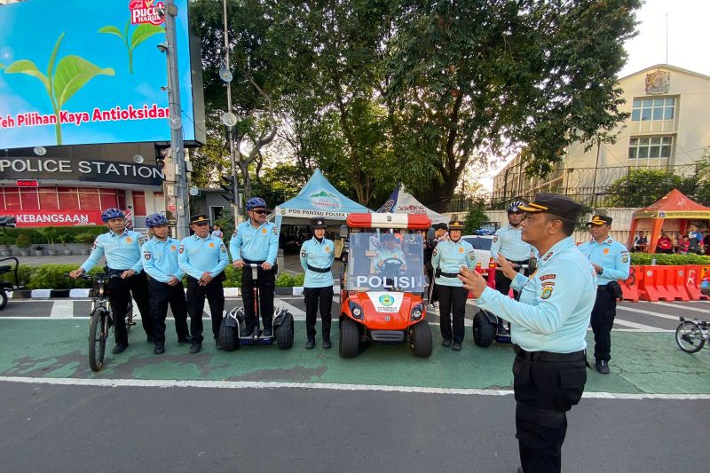 Polda Metro Jaya menerjunkan 30 personel hingga kendaraan listrik di HBKB Jakarta, Minggu (15/9/2024). ANTARA/HO-Polda Metro Jaya