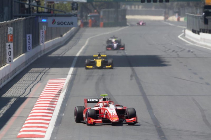 Pebalap tim Prema Racing Sean Gelael berlaga di GP Azerbaijan. (Humas Tim Jagonya Ayam)