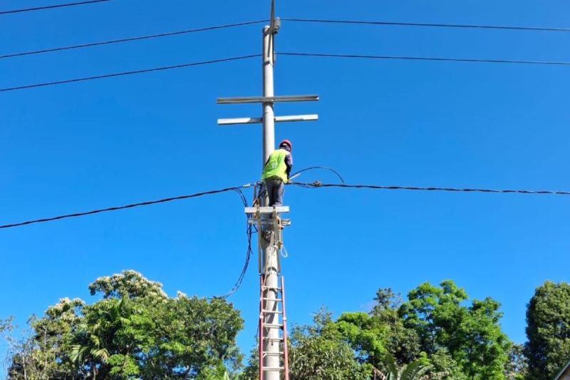 Peasangan jaringan listrik di Flores, NTT. ANTARA/HO-PLN UIW NTT