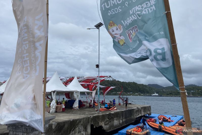 Kondisi angin di arena perlombaan cabang olahraga selam laut PON XXI Aceh-Sumatera Utara di Kota Sabang, Aceh, Rabu (18/9/2024). (ANTARA/Khalis Surry)