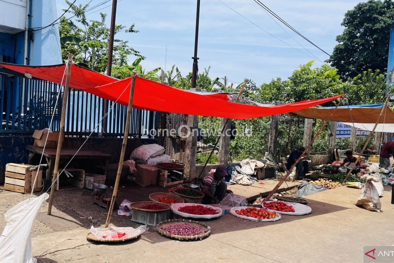 Salah satu titik pasar tumpah di Jalan Merdeka, Kota Bogor. ANTARA/Shabrina Zakaria.