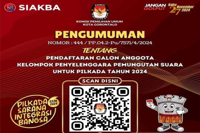 Pendaftaran Anggota KPPS di Gorontalo Dibuka untuk Pilkada 2024
