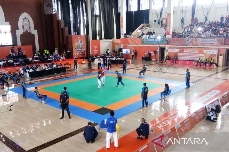 Atlet dari Bali untuk cabang olahraga tarung derajat memborong tiga medali emas pada final di Gedung Balee Meuseraya Aceh, Kamis (19/9/2024) ANTARA/HO-KONI Bali