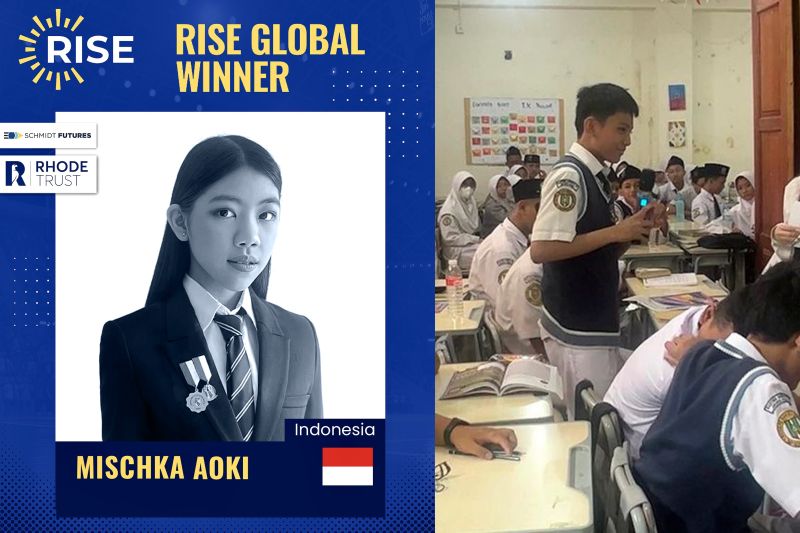 Mischka Aoki memenangkan kompetisi Rise For The World 2024, sebuah kompetisi bergengsi tingkat dunia yang diprakarsai oleh mantan CEO Google, Eric dan Wendy Schmidt dan Rhodes Trust, program beasiswa tertua dan terkemuka. ANTARA/HO-Mensa Indonesia