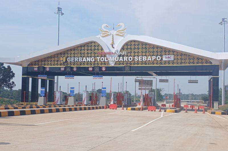 Gerbang Tol Bayung Lencir-Tempino (Baleno) di Muaro Sebapo, Jumat (20/9/2024). (ANTARA/Tuyani)