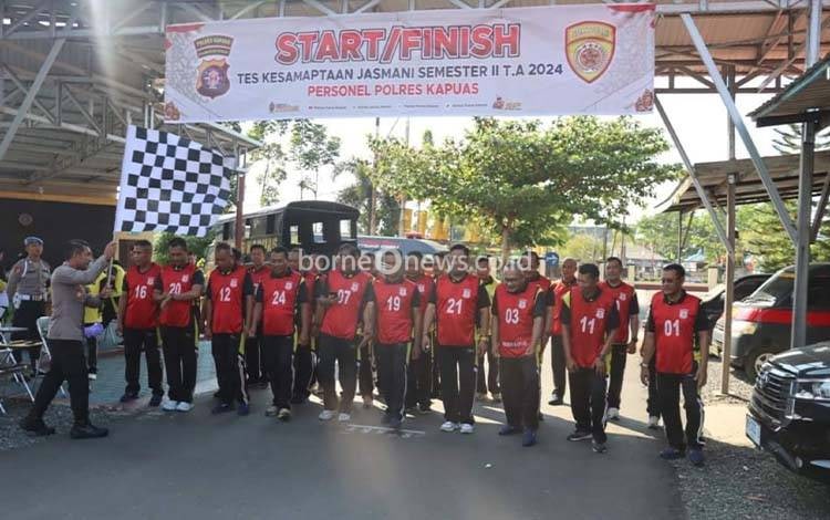 Personel Polres Kapuas Ikuti Tes Kesamaptaan Jasmani Semester II 2024