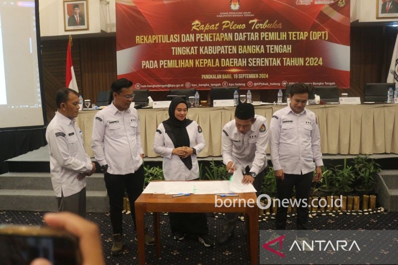 KPU Bangka Tengah tetapkan sebanyak 144.548 warga yang masuk dalam DPT Pilkada 2024, Sabtu (20/9) (ANTARA/Ahmadi)
