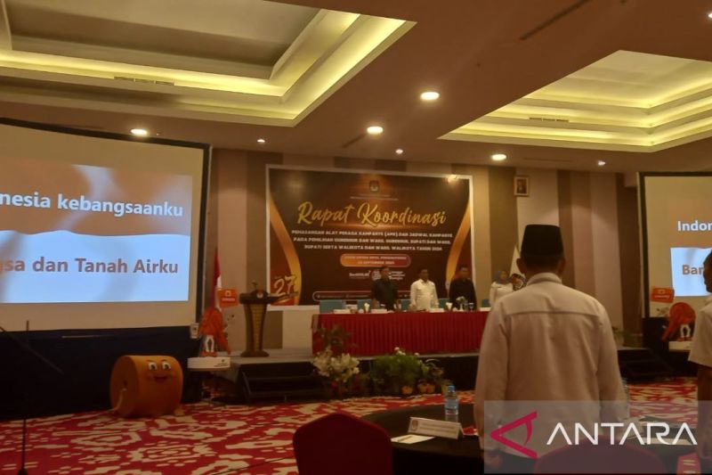 KPU Provinsi Kepulauan Babel menggelar Rakor Pemasangan APK dan Jadwal Kampanye Pilkada 2024 di Pangkalpinang, Senin. (ANTARA/Aprionis)