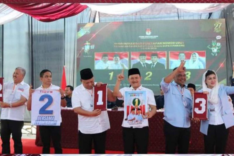 KPU Pinrang Tetapkan Nomor Urut bagi Tiga Pasangan Calon Pilkada 2024