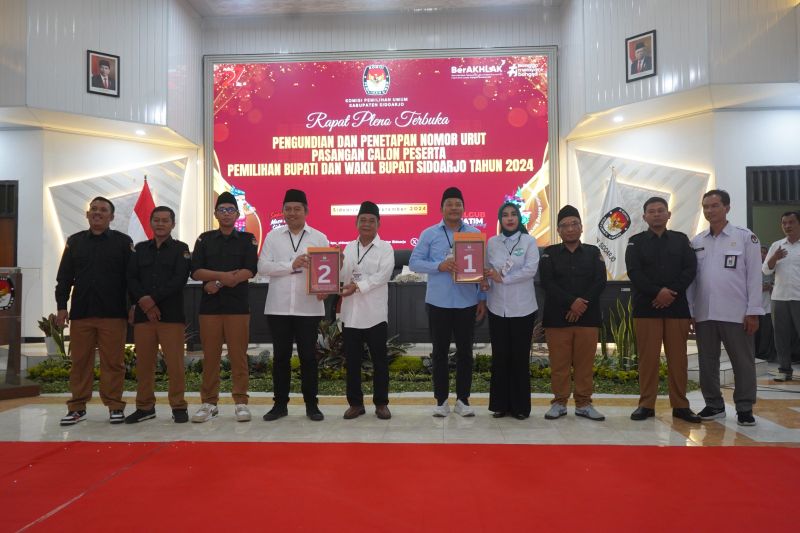 Pengambilan nomor urut Pilkada Sidoarjo. ANTARA/HO-KPU Sidoarjo