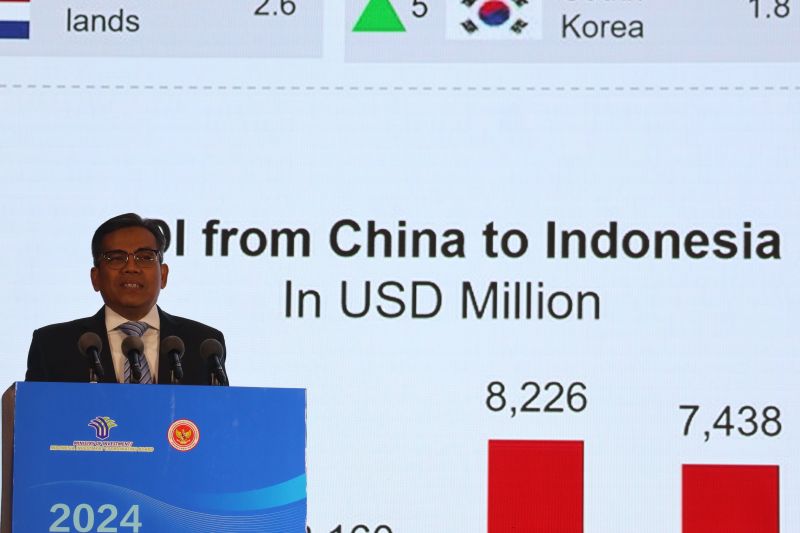 Deputi Bidang Promosi Penanaman Modal Kementerian Investasi/Badan Koordinator Penanaman Modal (BKPM) Nurul Ichwan dalam acara Indonesia-China Investment Conference 2024 di Nanton, provinsi Jiangsu, Selasa (24/9/2024) (ANTARA/Desca Lidya Natalia)