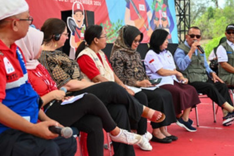 Talkshow Membangun Ketangguhan Masyarakat Dalam Pengendalian Kejadian Luar Biasa (KLB) dan Pandemi yang merupakan rangkaian kegiatan Latgab Sibat PMI tingkat nasional III 2024. ANTARA/HO/USAID