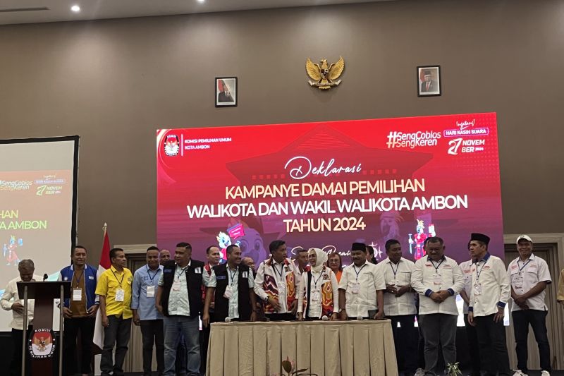 Deklarasi kampanye damai pasangan calon wali kota dan wakil wali kota Ambon tahun 2024. ANTARA/Penina F Mayaut