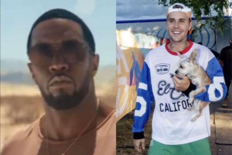 Rapper sekaligus penyanyi Sean Diddy Combs (kiri) dalam video klip official Diddy - Closer To God (ft. Teyana Taylor), pada akun YouTube Diddy dan Penyanyi Justin Bieber (kanan). (ANTARA/ Youtube Diddy/ Instagram @justinbieber)