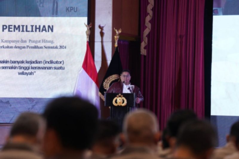 Ketua Bawaslu Rahmat Bagja dalam Rapat Koordinasi Propam Polri di Sekolah Tinggi Ilmu Kepolisian, Jakarta, Kamis, (26/9/2024). ANTARA/HO-Bawaslu