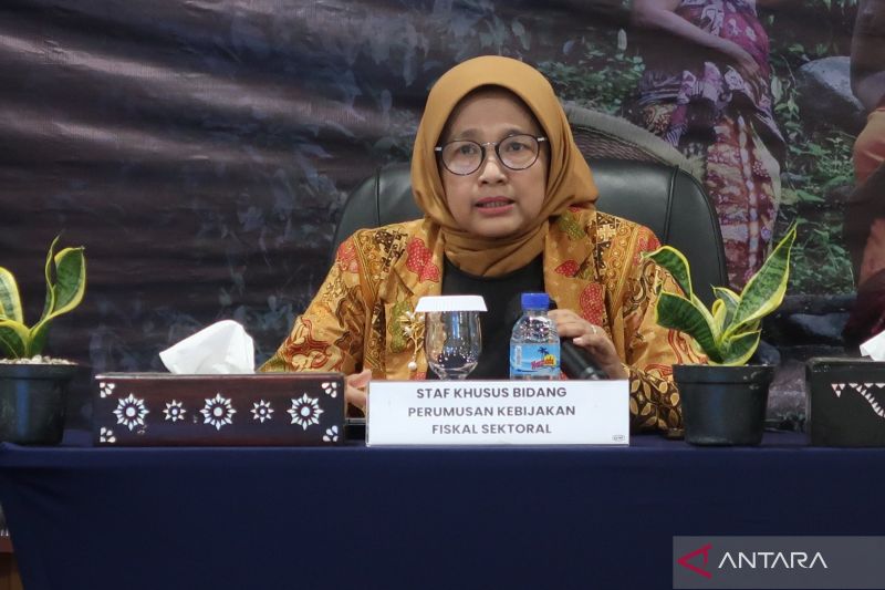 Staf Khusus Bidang Perumusan Kebijakan Fiskal Sektoral Kementerian Keuangan, Titik Anas, memaparkan kinerja APBN dalam ALCo Regional Nusa Tenggara Barat di Mataram, Kamis (26/9/2024). (ANTARA/Sugiharto Purnama)