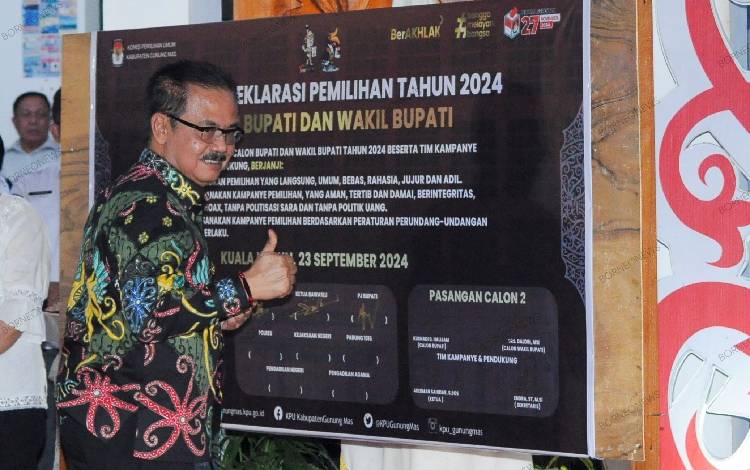 Pj Bupati Gunung Mas Berharap Paslon Bupati-Wakil Bupati Deklarasi Pilkada Secara Konsisten