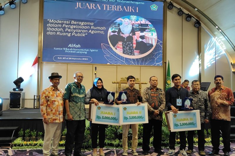 Kemenag Lampung Raih Juara Pertama dalam Kompetisi Moderasi Beragama