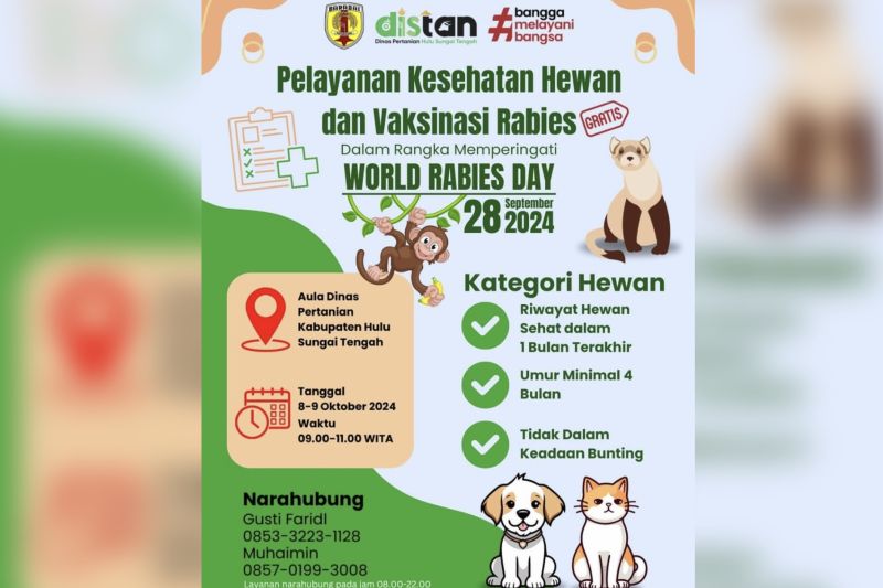 Pemerintah HST Imbau Vaksinasi Hewan Peliharaan Gratis untuk Cegah Rabies