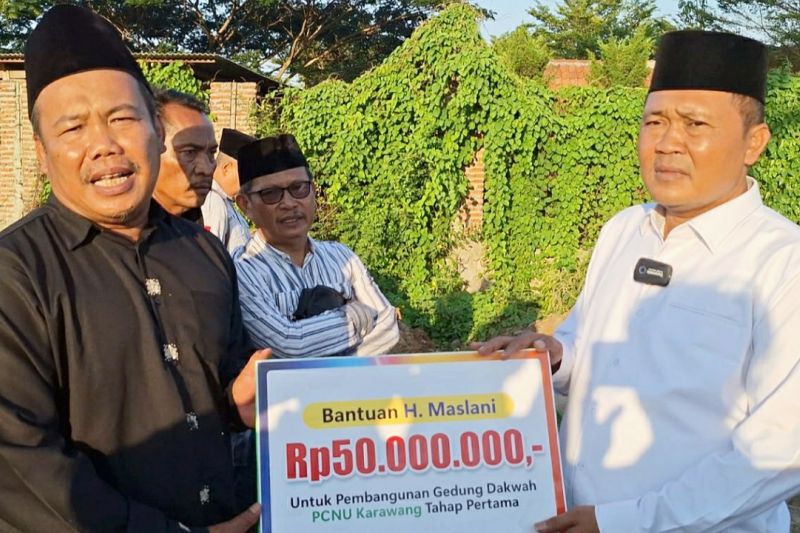 Maslani Sumbang Rp50 Juta untuk Pembangunan Gedung PCNU Karawang