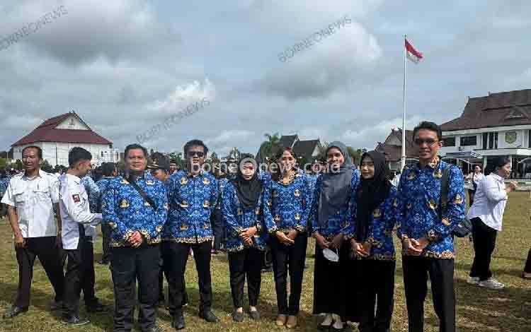 Pegawai Kantor Pertanahan Gunung Mas Ikuti Upacara Hari Kesaktian Pancasila