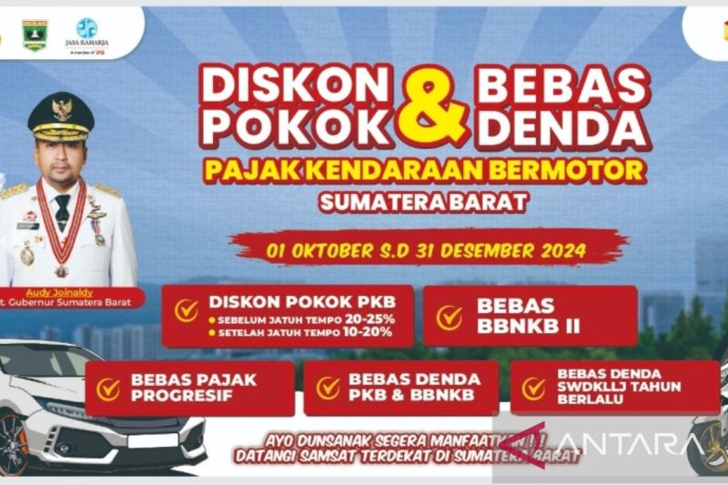 Pemprov Sumbar Berikan Diskon Pajak Kendaraan Hingga 25 Persen