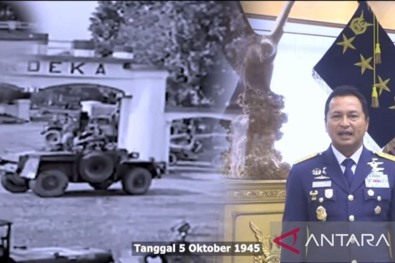 Tangkapan layar video Marsekal TNI Mohamad Tonny Harjono saat memberikan ucapan selamat ulang tahun untuk TNI yang diunggah di akun instagram @militer.udara, Rabu (2/10/2024). (ANTARA/HO-Humas TNI AU)