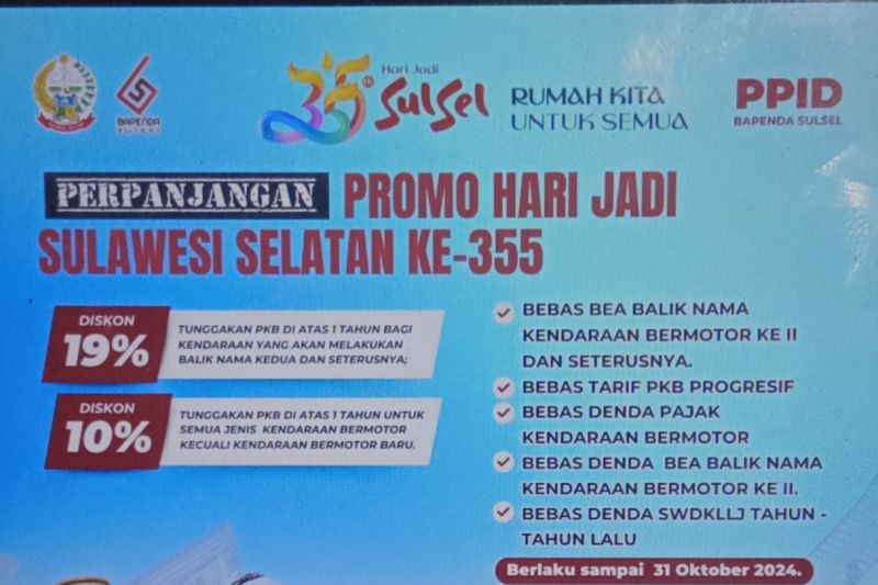 Diskon Pajak Kendaraan Hingga 19 Persen di Sulsel, Manfaatkan Secepatnya
